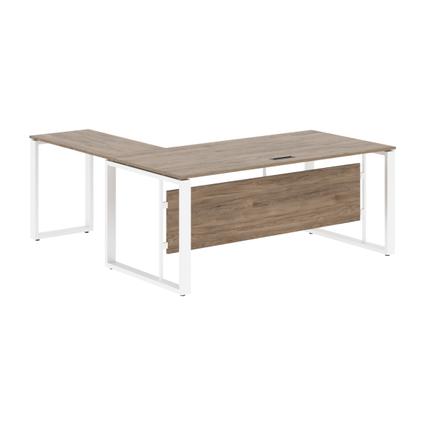 Стол руководителя угловой ECT 1819 Кария Пальмира/Белый 1800х1900х750 ENIO