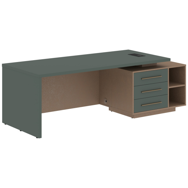 Стол руководителя с тумбой VCT 2390(R) Нефрит/Бронза браш/Кобра 2300х900х750 VELION
