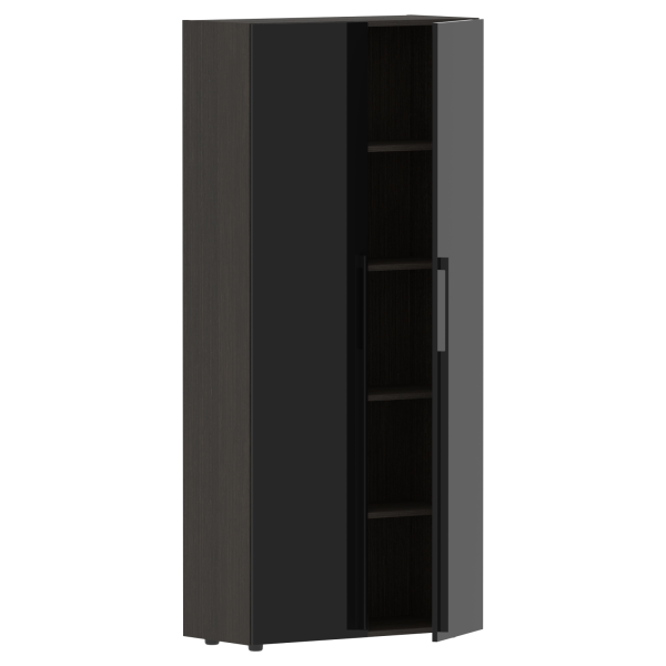 Шкаф высокий глухой СП-064-25-14 Черный глянец/Дуб Мореный 900х450х2010 KANON