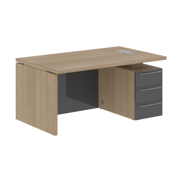 Стол письменный СП-064-25-24(R) Дуб Натуральный/Серый глянец 1600х900х750 KANON