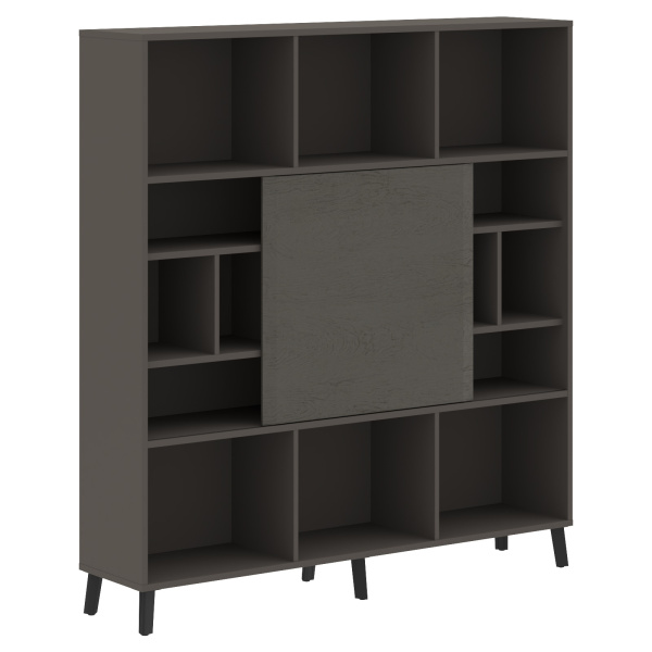 Стеллаж со слайд -дверью JHC 1840 Орех Мокко/Антрацит 1800х400х1950 JAY