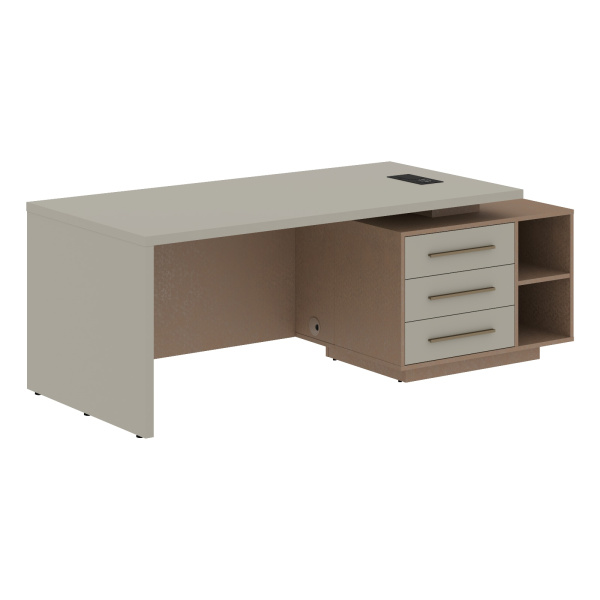 Стол руководителя с тумбой VCT 2190(R) Аметист/Бронза браш/Кобра 2100х900х750 VELION