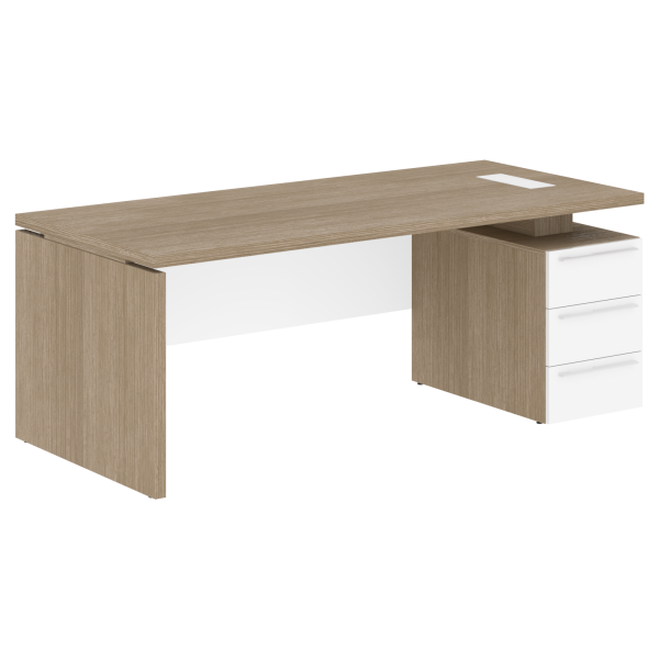Стол письменный СП-064-25-05(R) Дуб Натуральный/Белый глянец 2000х900х750 KANON