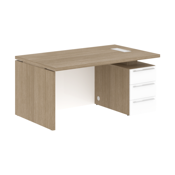 Стол письменный СП-064-25-24(R) Дуб Натуральный/Белый глянец 1600х900х750 KANON