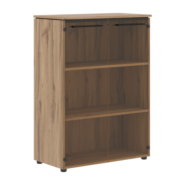 Шкаф со стеклянными дверьми MMC 85.2 Антрацит/Дуб Денвер светлый 854х423х1188 MORRIS TREND