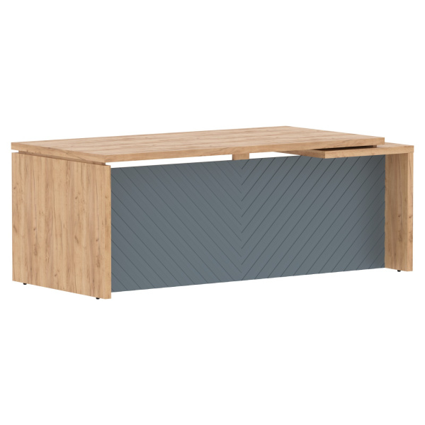 Стол руководителя TLCT 209(L) Дуб Бофорд Z/Серо-голубой 2000х900х750 TORR LUX