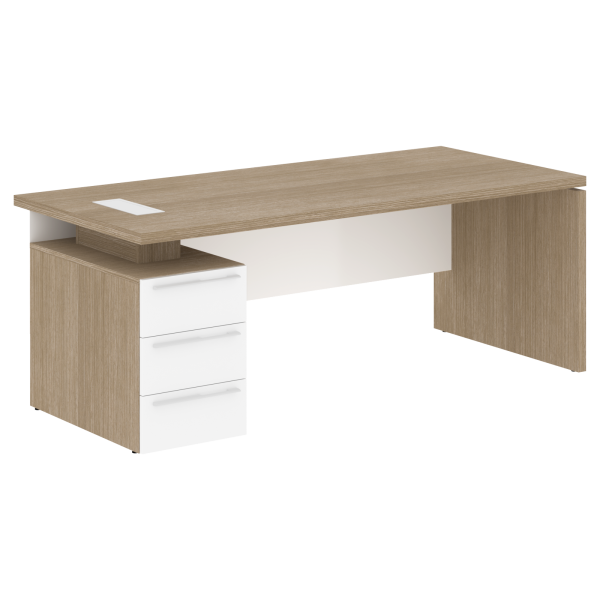 Стол письменный СП-064-25-05(L) Дуб Натуральный/Белый глянец 2000х900х750 KANON