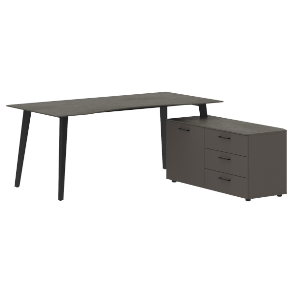 Стол руководителя с тумбой JCT 1818(R) Орех Мокко/Мокко/Антрацит 1800х1800х750 JAY