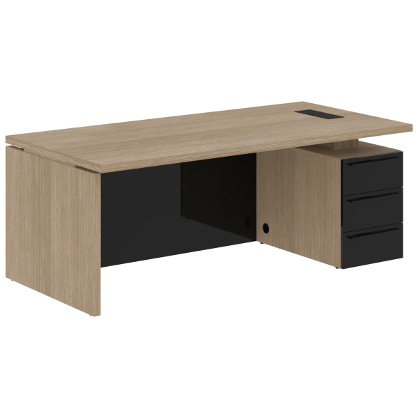 Стол письменный СП-064-25-23(R) Дуб Натуральный/Черный глянец 2000х900х750 KANON