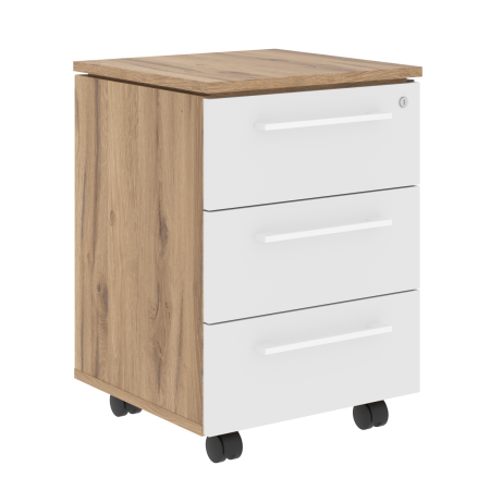 Тумба мобильная MMC-3D.A Белый/Дуб Денвер светлый 465х450х652 MORIS TREND