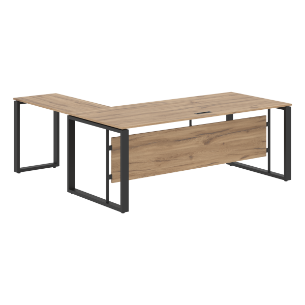 Стол руководителя угловой ECT 2019 Дуб Денвер светлый/Антрацит 1800х1900х750 ENIO