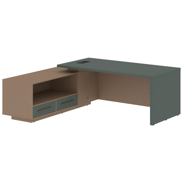 Стол руководителя с тумбой VCT 2119(L) Нефрит/Бронза браш/Кобра 2100х1900х750 VELION