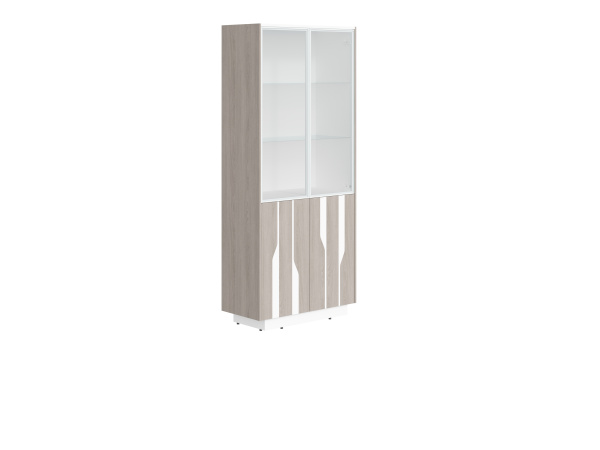 Шкаф шир. выс. с комбинированными дверями СФ-574305 Дуб серый/Белый премиум 900х430х2100 LINE