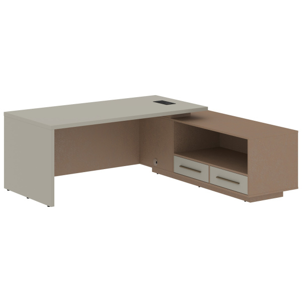 Стол руководителя с тумбой VCT 2119(R) Аметист/Бронза браш/Кобра 2100х1900х750 VELION