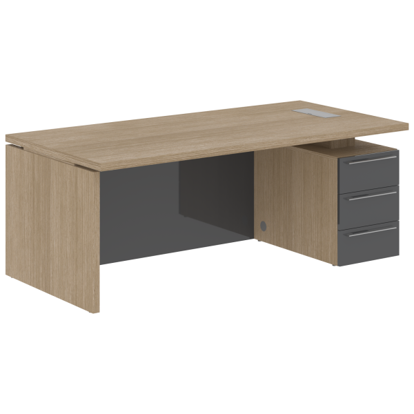 Стол письменный СП-064-25-23(R) Дуб Натуральный/Серый глянец 2000х900х750 KANON